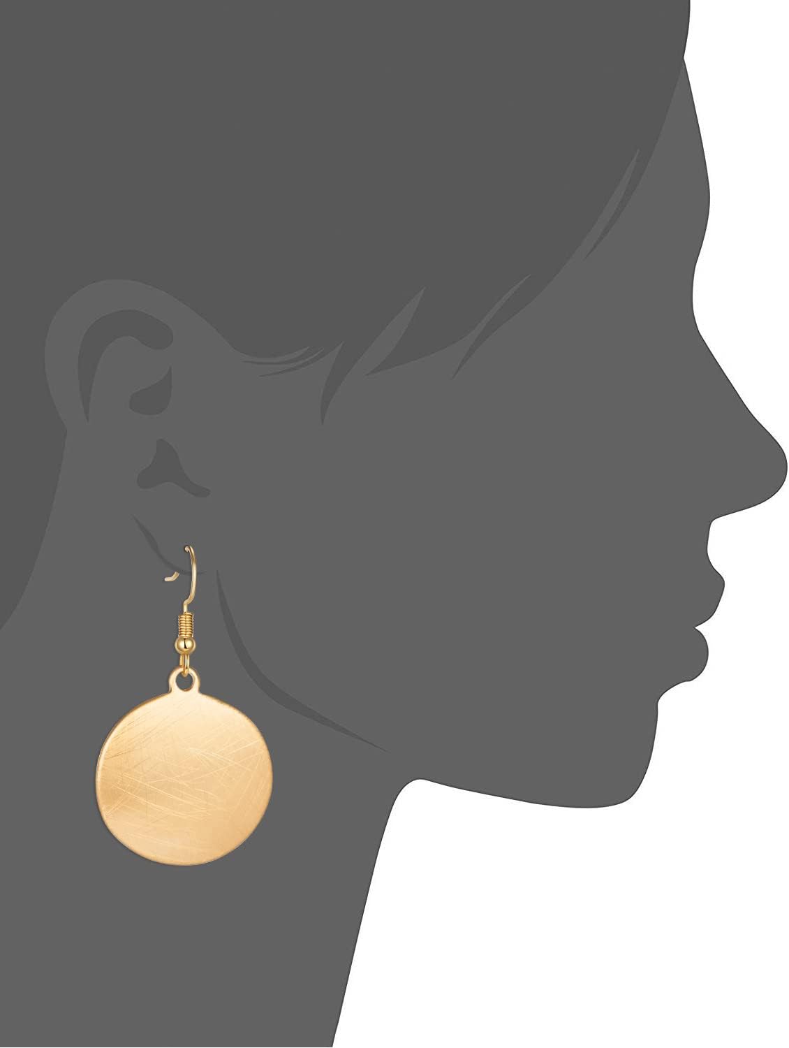 SUNLAND Handmade Teardrop Earrings with Brushed Finished Dangle Earring Brushed Gold Silver Rose Gold Colored Round Disc Shaped Drop Earring Hook Earring - Image 2