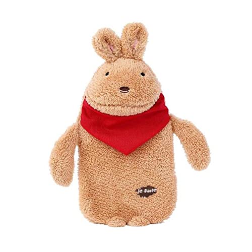 Bouillotte peluche lapin UKKO marron avec housse amovible pour l'hiver