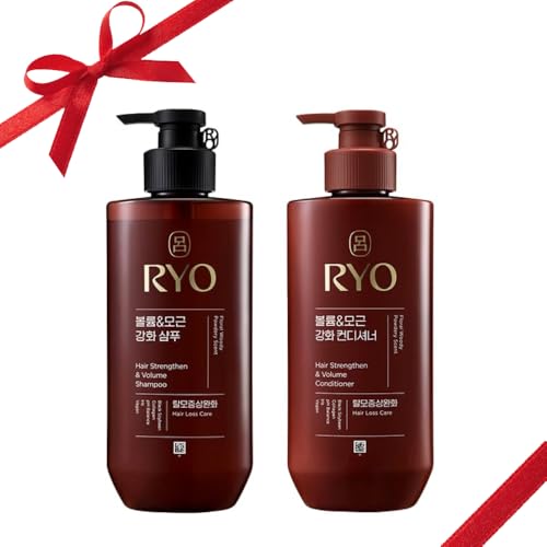 Image of RYO Hair Strengthen & Volume Shampoo with Strengthen & Volume Conditioner | Korean Ginseng Haircare Set for Fine, Weak Hair | Strengthening & Volumizing K-Beauty Formula | Holiday Gift Idea