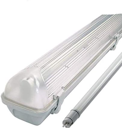 5FT SINGLE LED 22W - NON CORROSIVE WEATHERPROOF FLUORESCENT LIGHT FITTING - IP65 - ENERGY EFFICIENT OUTDOOR STRIP LIGHT - IDEAL FOR GARAGES, WORKSHOP, SHEDS, GREENHOUSES OR COMMERCIAL APPLICATIONS - STURDY CONSTRUCTION - POLYCARBONATE DIFFUSER - BRANDED - 3 YEAR LAMP GUARANTEE - INCLUDES LED TUBE 22 WATT