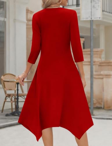 Image of Zeagoo Midi Dresses Women 2026 Dress 3 /4 Sleeve Casual Dresses with Pockets A Line Summer Beach Sundress