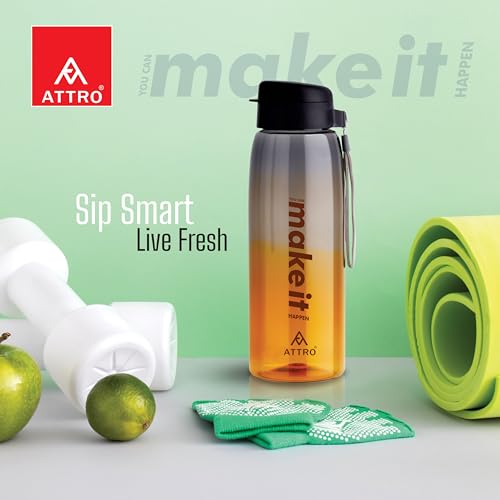 Image of ATTRO Sip Star Plastic Water Bottle - 1000ml, Orange, BPA Free, Leak-Proof, Durable Sports & Travel Bottle, Ideal for Gym, Office, School, Outdoor & Daily Use