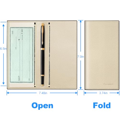 Image of CASMONAL Checkbook Cover for Women & Men, PU Leather Wallet RFID Blocking