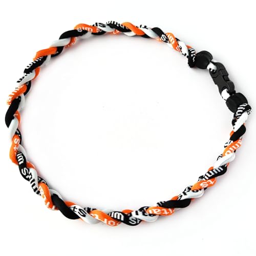 Masyanx Drip Baseball Necklace Rope Braided Necklace Player Gameday Necklace (Orange/Black/White 16)