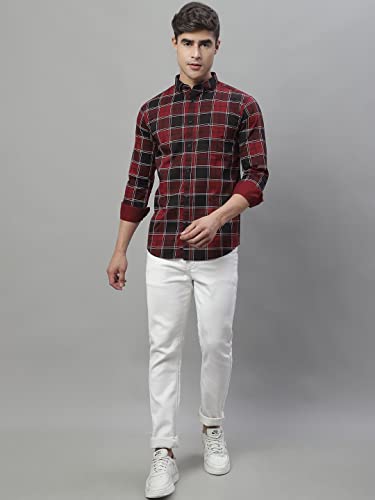Image of Majestic Man Slim Fit Cotton Casual Check Shirt for Men