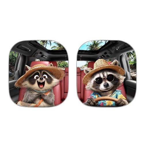 Image of Raccoon Car Sun Shade Windshield Foldable Removable Automotive Accessories Auto Interior Protector Reflect UV Sun and Heat and Protect Your Car