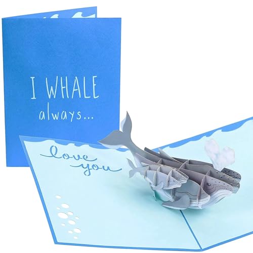PopLife tarjeta emergente 3D para padres e hijos de ballena jorobada   Regalo del dia de la madre, Cumpleaños del amante de las ballenas, Graduación   para mamá y papá, para hija, para los padres,