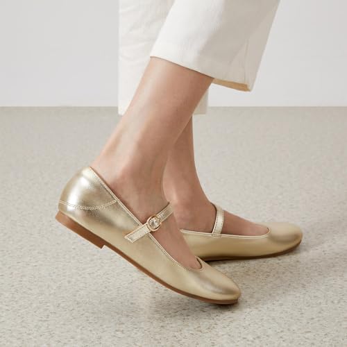 Image of Rekayla Flats for Women Mary Jane Shoes Women Round Toe Ballet Flats with Buckle Strap Comfortable Dress Shoes for Work Casual Daily Wear