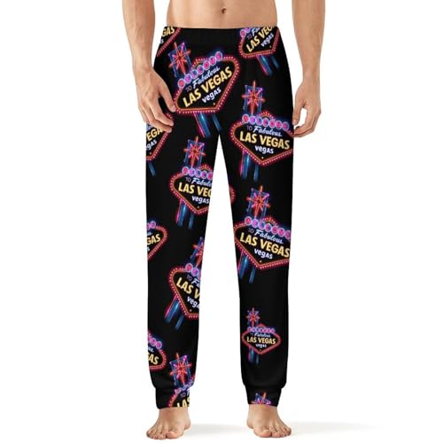 Welcome to Fabulous Las Vegas Pajamas for Men Lightweight Pjs Sleepwear Soft Sleep Lounge Pant with Elastic Waistband