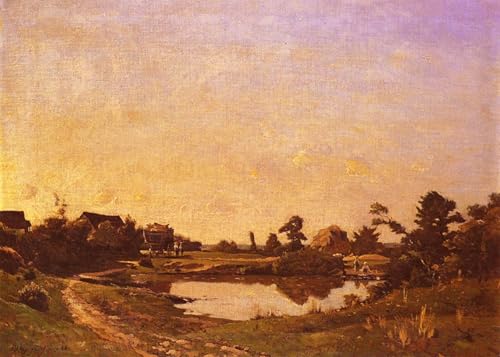 Poster Mezzogiorno nei prati de Henri Harpignies impresiones de lienzo 60x90cm