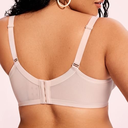 Image of ProKloud Minimizer Bras for Women Full Coverage Supportive Plus Size Unlined Lace Underwire Bra Dusty Peach