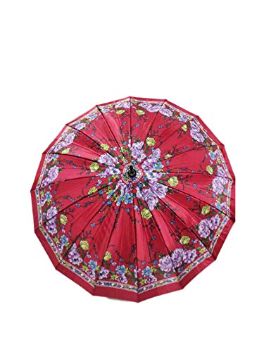 Image of BookMyCostume Artistic Full Size Umbrella Floral Red Parasol Kids & Adults Costume Accessories