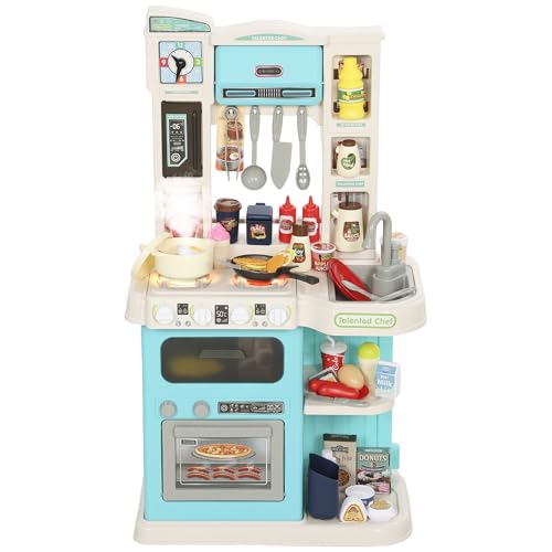 AIYAPLAY Kinderküche Spielküche mit Ofen Spüle Licht-und Soundfunktion und Zubehör Spielzeugküche Puppenküche Spielset Spielzeug für Kinder Geschenk für Mädchen Jungen 3-6 Jahren Grün