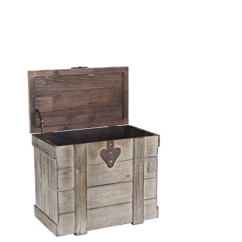 Household Essentials White Washed Rustic Decorative Wooden Trunk, Small #TOP1