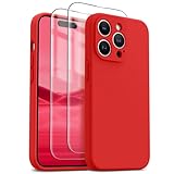 HIKII for iPhone 14 Pro Max Case, Upgraded Silicone Shockproof [2 Pack Screen Protectors] [Compatible with Magsafe] [Camera Protection], Anti-Scratch Microfiber Lining, 6.7 inch, Red