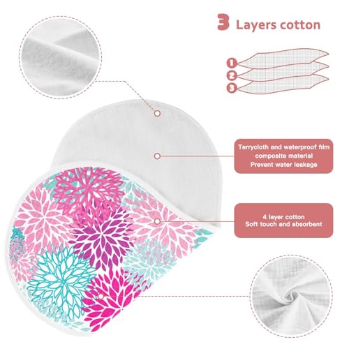 vvfelixl Baby Burp Cloths Dahlia Flower Print Baby Newborn Cotton Burping Cloths Set Baby Washcloths 4 Pack Purple3