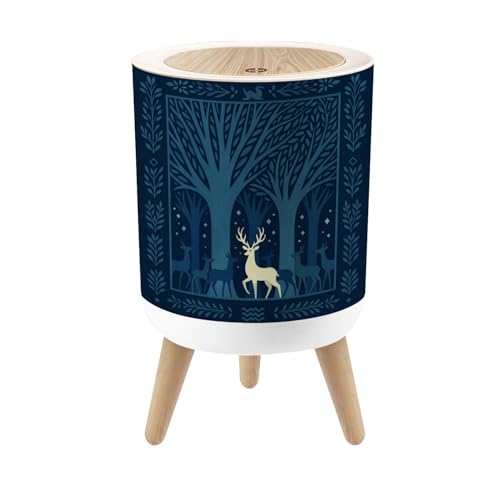 Caneca de basura pequeña con tapa y patas redonda 7L