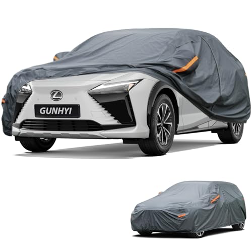 Image of GUNHYI Premium Car Cover Custom Fit Lexus RZ, 16 Layers Heavy Duty Car Cover Waterproof All Weather with Zipper Door for Sun Rain Snow Dust Uv Protection