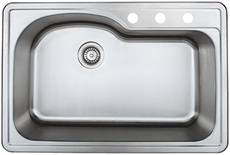 Wells Sinkware 18 Gauge Offset Single Bowl Topmount Stainless Steel Kitchen Sink