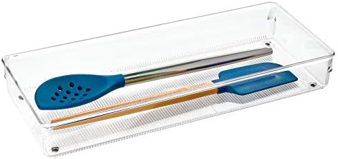 iDesign Linus Plastic Kitchen Drawer Organizer for Silverware, Spatulas, Cutlery, Gadgets, Office Supplies, Cosmetics, 6" x 15" x 2" - Clear
