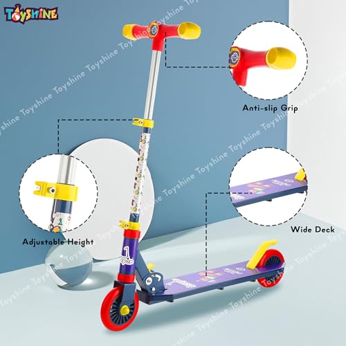 Image of Toyshine Jumbo 2 Wheel Runner Scooter with Anti Slip ABS Base Aluminium Structure Height Adjustable Handlebar Foldable Max Load 50kg for Boys and Girls Ages 4 and Above - Blue