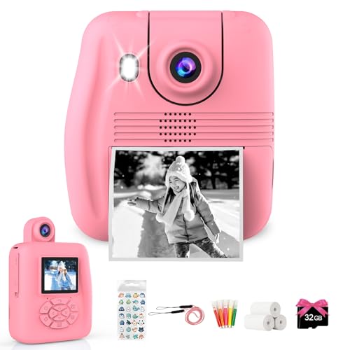 Kids Camera Instant Print – Instant Print Camera for Kids, Inkless Camera Instant Print, Kids Toddler Digital Video Cameras Kids Toys Christmas Birthday Gifts for Girls Boys