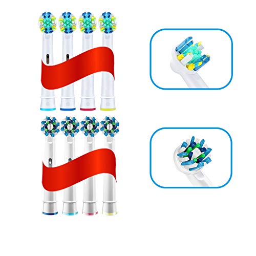 DEER REED Replacement Toothbrush Heads Compatible with Braun for Oral-B Electric Toothbrush Cross-Activity 3D Whitening Toothbrush Heads for Oral-B Oral Cleaning Tools (8PCS B)