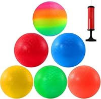 PLMMOUT 6 Stück Bouncy Kickball,PVC Kinder Spielball,Mehrfarbig Regenbogen Ball,Regenbogen-Spielplatzbälle Strandball Softball für Kinder Drinnen und Draußen,mit Pumpe(21.6cm)-Mehrfarbig