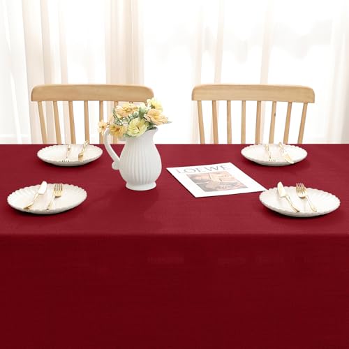 Smiry Leinenoptik Tischdecke Eckig 140 x 100 cm Rot – Ansicht 6