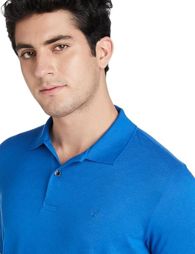 Image of Allen Solly Men's Jacquard Polo T‑Shirt | Regular Fit | Polycotton Blend | Textured Knit | Smart Casual Style