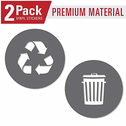 Recycle And Trash Sticker Logo Style 2 (5.5In X5.5In) Symbol To Organize Trash Cans Or Garbage Containers And Walls - Small Silver Metallic Vinyl Decal Sticker #TOP2
