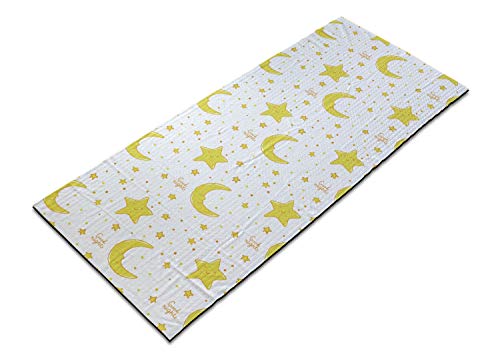 Ambesonne Yellow and White Yoga Mat Towel, Sleeping Crescent Moon