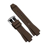 Generico Cinturino morbido for orologio compatibile con cinturino in silicone Michael Kors MK8184 MK8729 MK9020 MK8152 MK9026 Accessori for orologi da uomo(Brown-Silver)