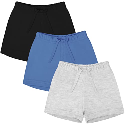 Image of Ruisita 3 Pack Unisex-Baby Shorts Baby Cotton Short with Drawstring Soild Color Shorts for Toddler Kids