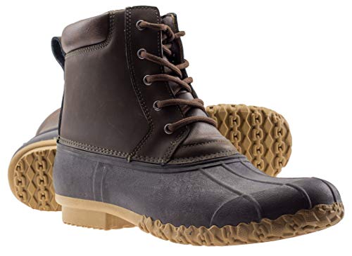 ArcticShield Men's Waterproof Insulated Duck Boots - Durable All-Weather Winter Footwear (Dark Brown, Size 8)