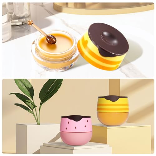 2Pcs Honey+Strawberry Bee Balm Lip Mask Set, Propolis Lip Care Cream Moisturizer Lip Mask with Lip Brush, Reduce Lip Lines & Wrinkle Lip, Hydrating Prevention Dry and Cracked Lip Scrubs Exfoliator - Image 8