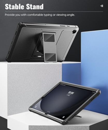 Image of MoKo Shockproof Case Fit Samsung Galaxy Tab A9+ / A9 Plus 11 Inch, Black | Full Body Rugged Stand Back Cover with Built-in Screen Protector for Galaxy Tab A9+ / A9 Plus Tablet