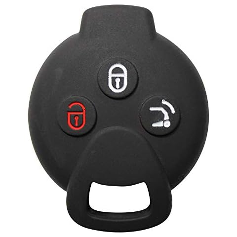 YLC Silicone Car Key Protection Case/Smart Key Cover/Fob Case/Cover Skin Jacket for SMART 451 FORTWO FORFOUR ROADSTER 3 Buttons Remote Car Key(Black) Cover