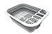 SAMMART Collapsible Dish Drainer with Drainer Board - Foldable Drying Rack Set - Portable Dinnerware Organizer - Space Saving Kitchen Storage Tray (1, Grey)