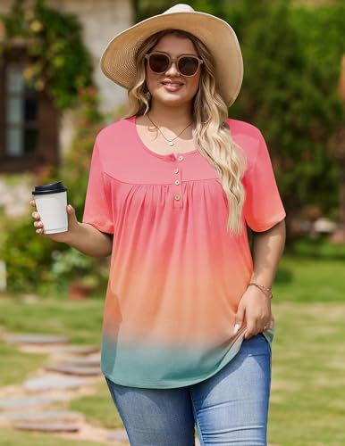 Image of IN'VOLAND Plus Size Tops for Women Short Sleeve Shirts Dressy Casual Tunics