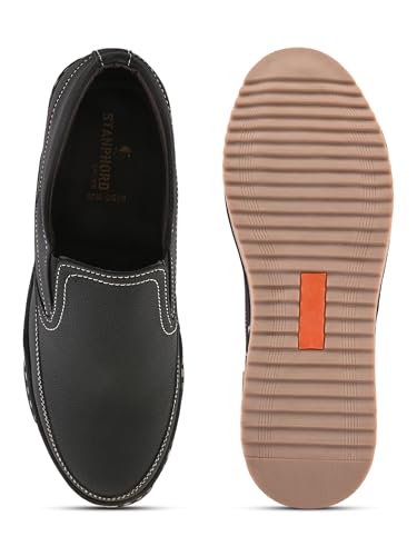 Image of STANPHORD Men Slip-On Casual Sneakers | PU Leather Water Resistant | TPE Anti-Slip Sole | Cushioned Everyday Walking Office Casual Wear (TPSG 3920)