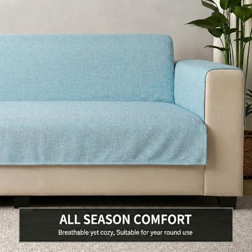 Image of STITCHNEST 'ComfyNest Series' 1 Seater Sofa Cover | Full Coverage with Armrest Pocket | Elegant Jute Fabric, Washable & Durable for Modern Living