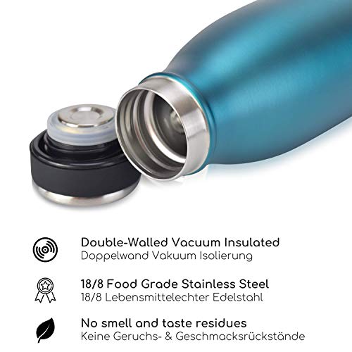 Milu Termo Botella de Agua 500ml, 750ml, 1l - Acero Inoxidable - Aislamiento de Vacío de Doble Pared - Libre BPA (Verde, 1000ml) - Imagen 4
