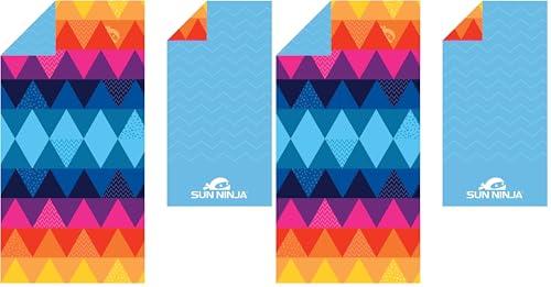 Image of SUN NINJA Quick Dry Microfiber Beach Towel, 63x32in, Triangle, 2 Pack