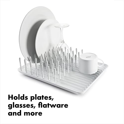 Image of OXO Good Grips Compact Dish Rack Biscuit | For Dishware | 13-3 /4 x 10-3 /8 x 3-1 /2 Inch | Non-Skid Feet | Pack of 4