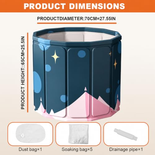 Image of YAGVIZ Portable BathTub for Suitable All Ages | Foldable Multi-Layered Ice Bath with Cover | PVC Leakproof Bath Tub with Drain-pipe | Cold Water Therapy for Athlete Recovery