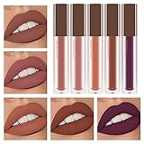 KYDA 5 Colors Matte Lipstick Set, Dark Colors Velvet Lipstick Lip Gloss, Matte Coffee Colors Lip...