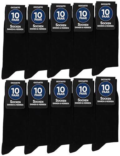Occulto Herren & Damen Schwarze Socken 10er Pack 20er Pack 30er Pack (Modell: Hermann) 10 Paar | Schwarz 35-38