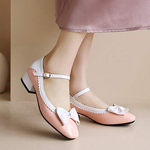 MAVMAX Women's Bow Lolita Mary Jane Shoes Cute Chunky Heel Ankle Strap Patent Leather Rockabilly Pumps3