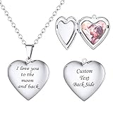 U7 Women Girls Locket Necklace That Hold Picture Stainless Steel Heart Lockets Pendant Customized...